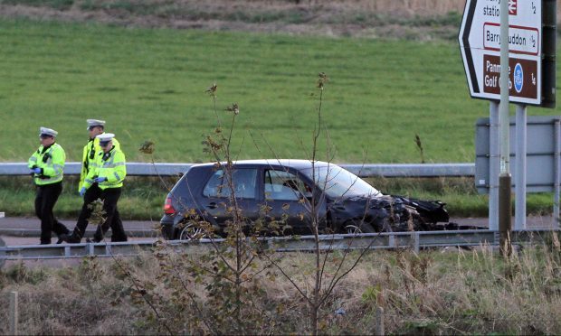 The car involved in the accident on the Barry bypass.