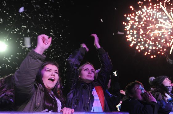 Revellers in Tay Street.