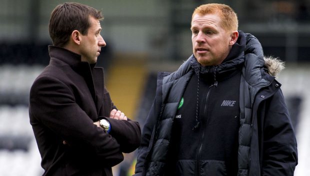 Neil McCann, left, and Hibs boss Neil Lennon.