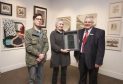 ANGUSalive Announces Winter Exhibition Winners at the Meffan Museum and Gallery..Artist Julia Gardener who won the Colin Dakers Memorial Purchase Prize...pictured with Sandy Dakers (son of Colin Daker) and David Moore, ANGUSalive non-executive board member..Pic Paul Reid