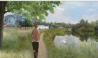 An artist's impression of the proposed North Haugh park flanking the link road