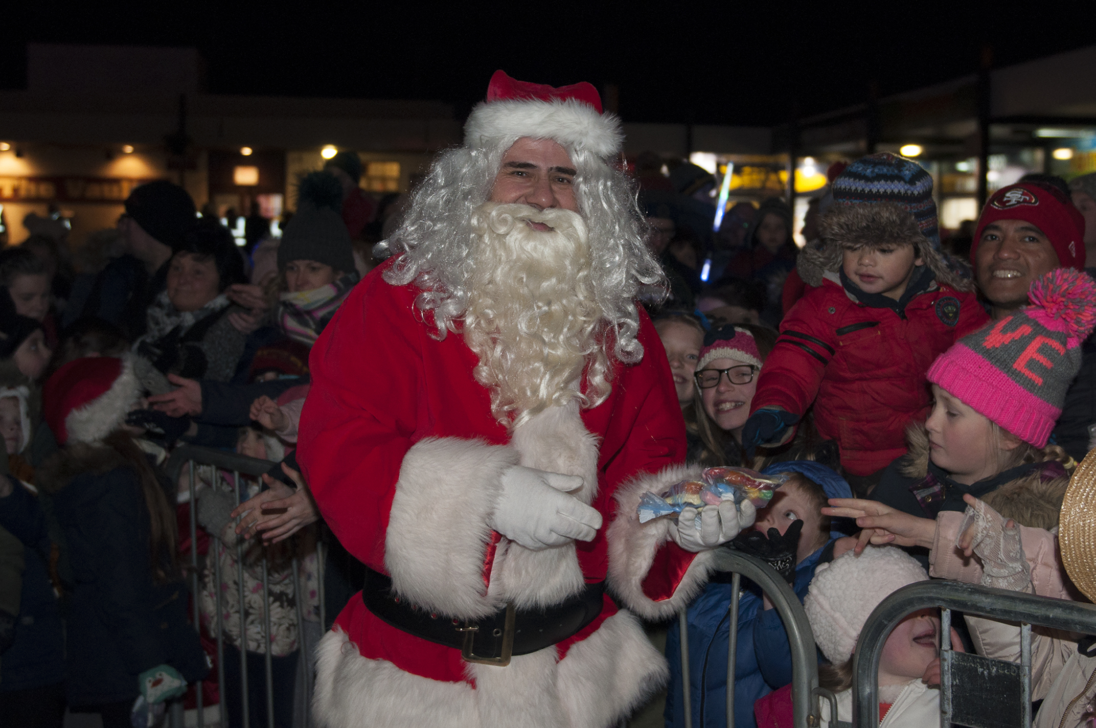 The children meet Santa at the Monifieth Christmas lights switch-on.