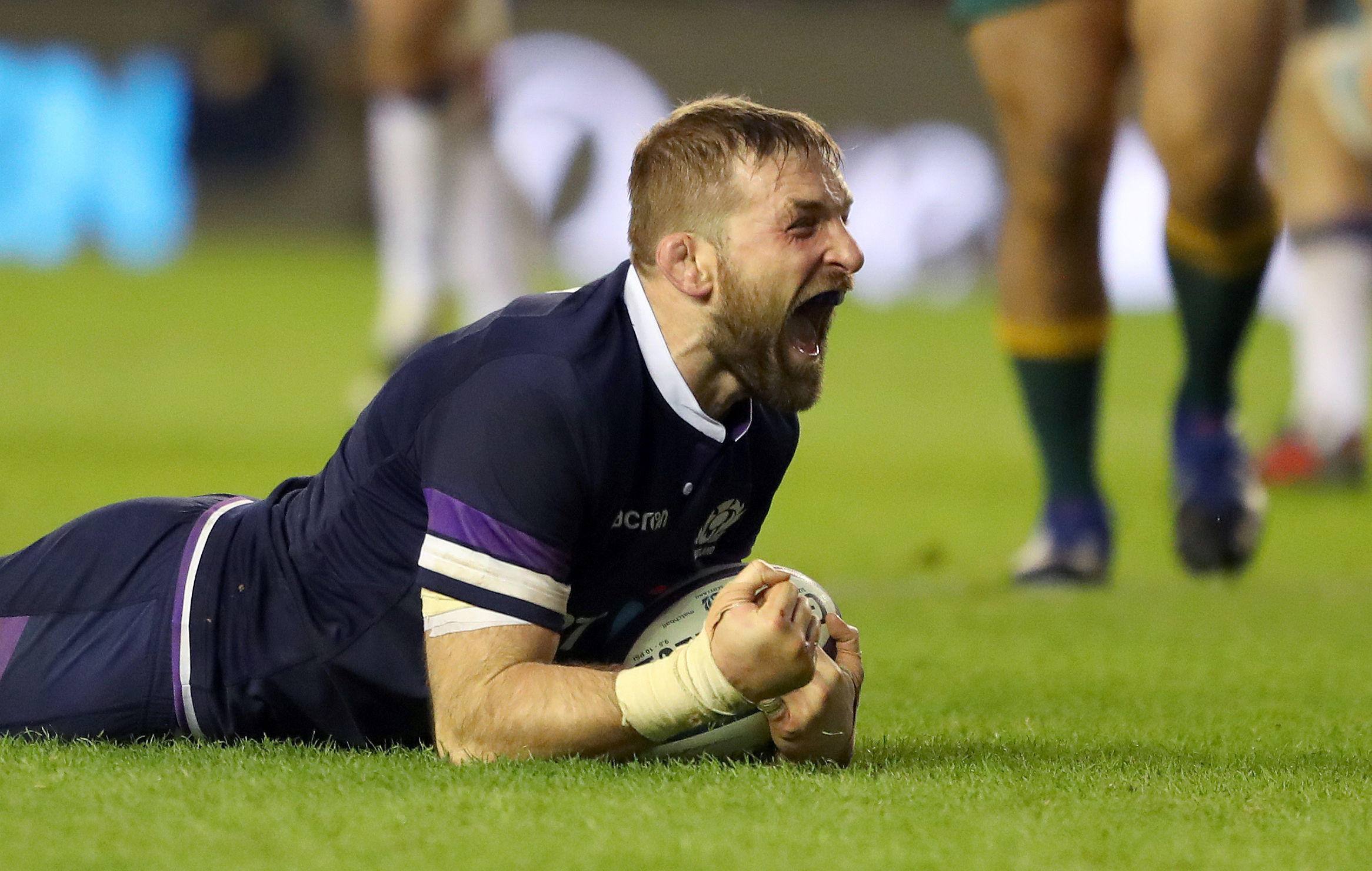 John Barclay scores his sides seventh try in the record win over Australia.
