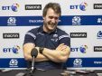 Scotland's new slimline Stuart Hogg jokes wiht the media yesterday.