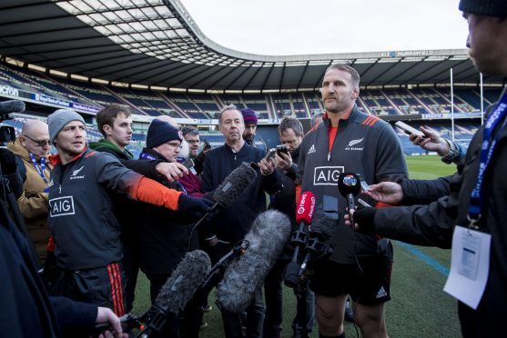 New Zealand captain Kieran Read speaks to the press at Murrayfield yesterday.