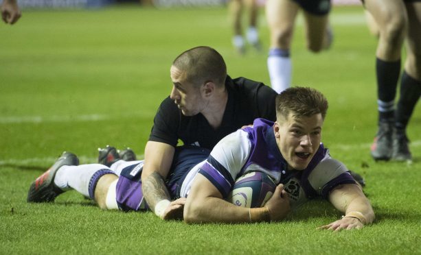 Huw Jones scored his sixth try for Scotland against New Zealand.