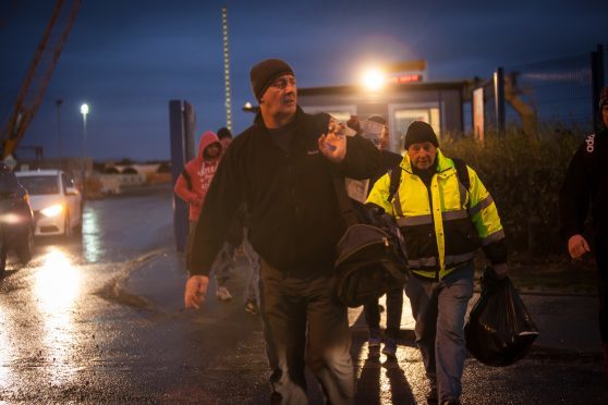 Workers leaving BiFab's Methil yard.