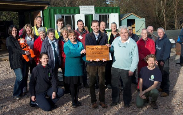 Members of all the groups involved with developing the new Kernel space at the St Andrews Botanic Garden with Stephen Gethins MP