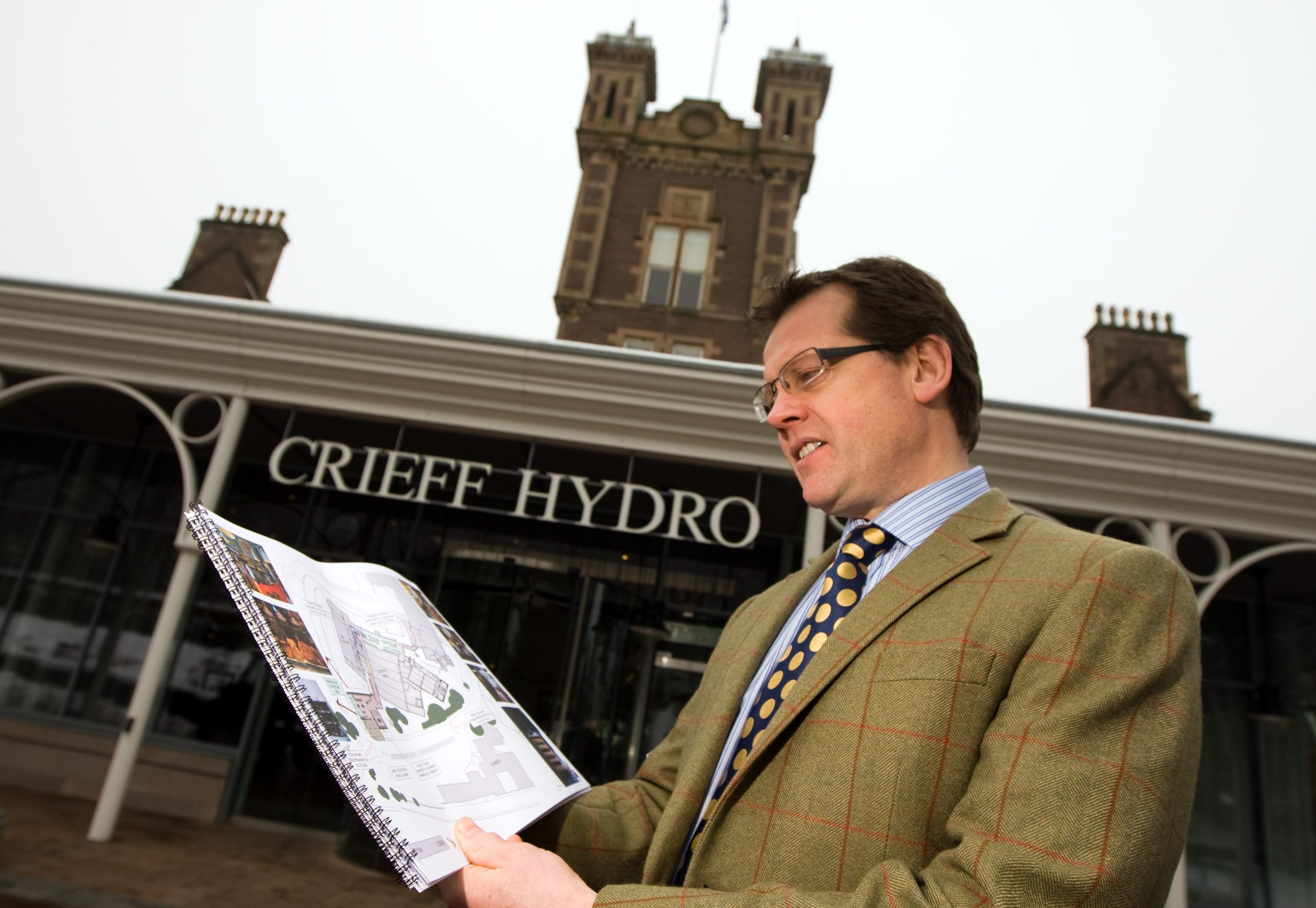 Stephen Leckie with plans for Crieff Hydro East.