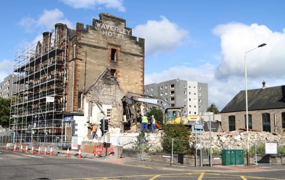 The Waverley Hotel during demolition.