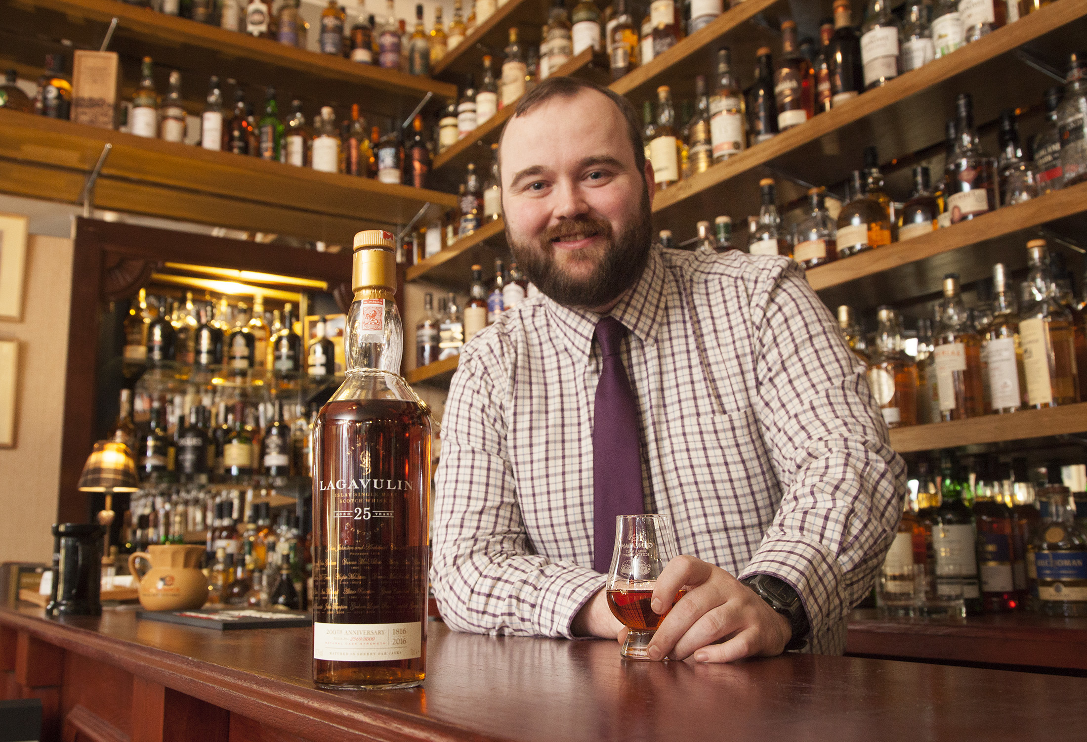 Operations manager Samuel Allen with the rare whisky.