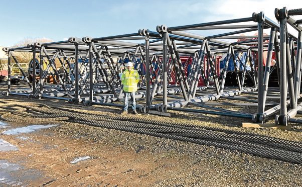 OilMac Managing Director Alex Fyfe with some of the sections for the 115m main mast