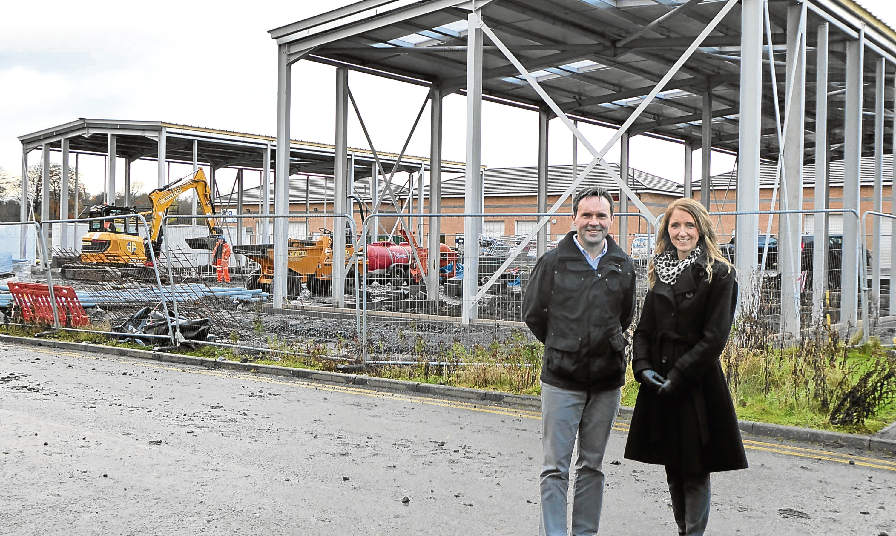 Sarah and Scott Raeburne checks on progress of Raeburn Construction's new HQ in Kirkcaldy