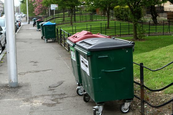 Bins on Dens Road.