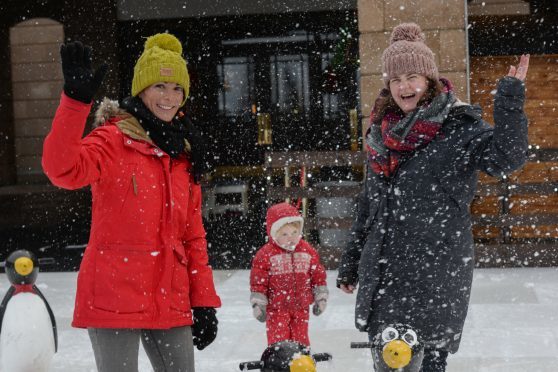 Gayle, Aoife and Nora at the skating rink at Fairmont St Andrews.