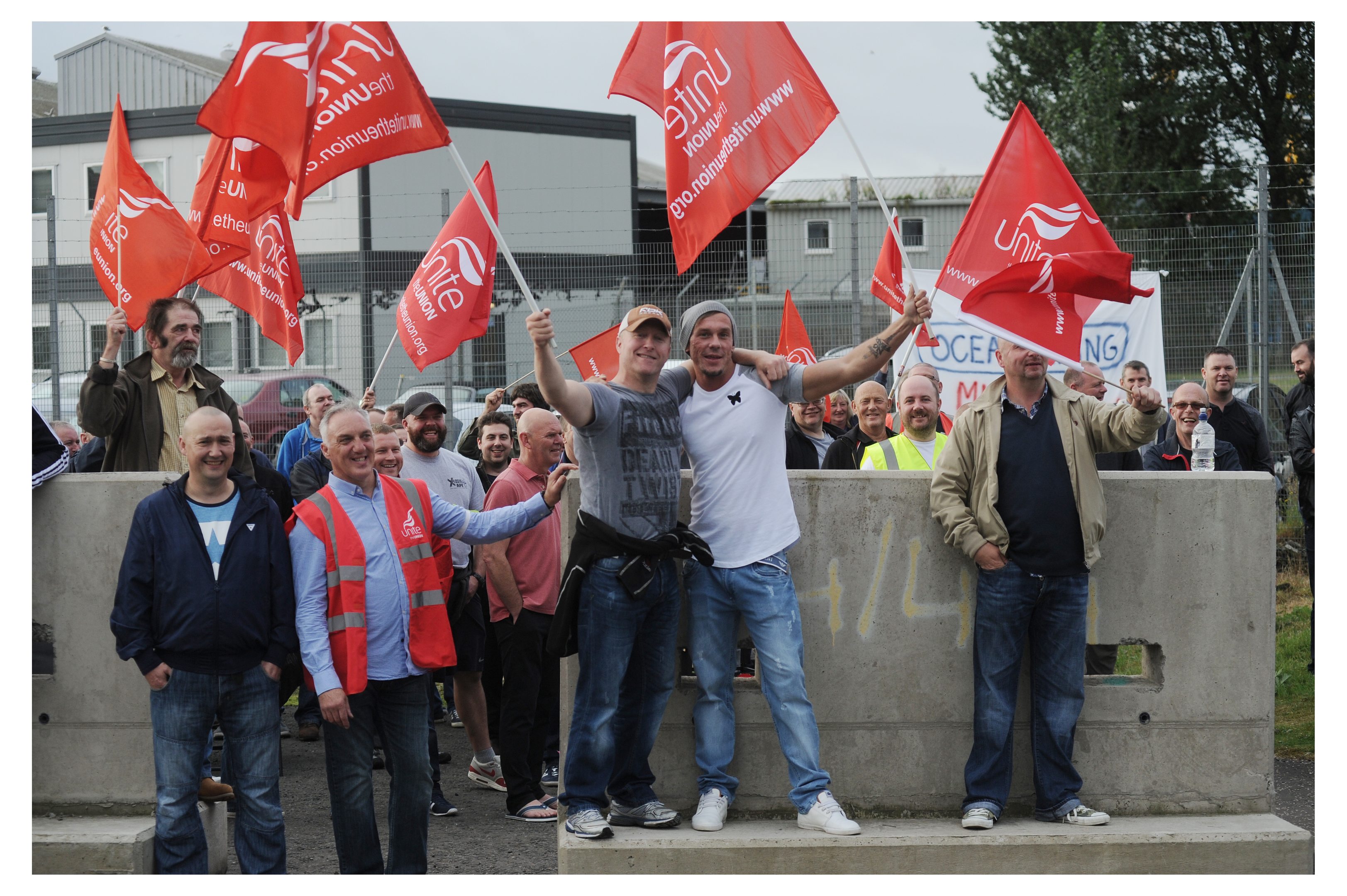 Unite members take to the picket line during a previous industrial dispute at Oceaneering in 2016