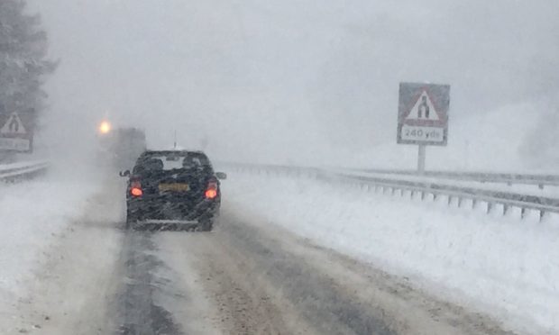 Snow on the A9.