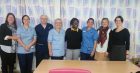 Mwandida Nkhoma at Queen Margaret Hospital in Dunfermline with NHS Fife staff.