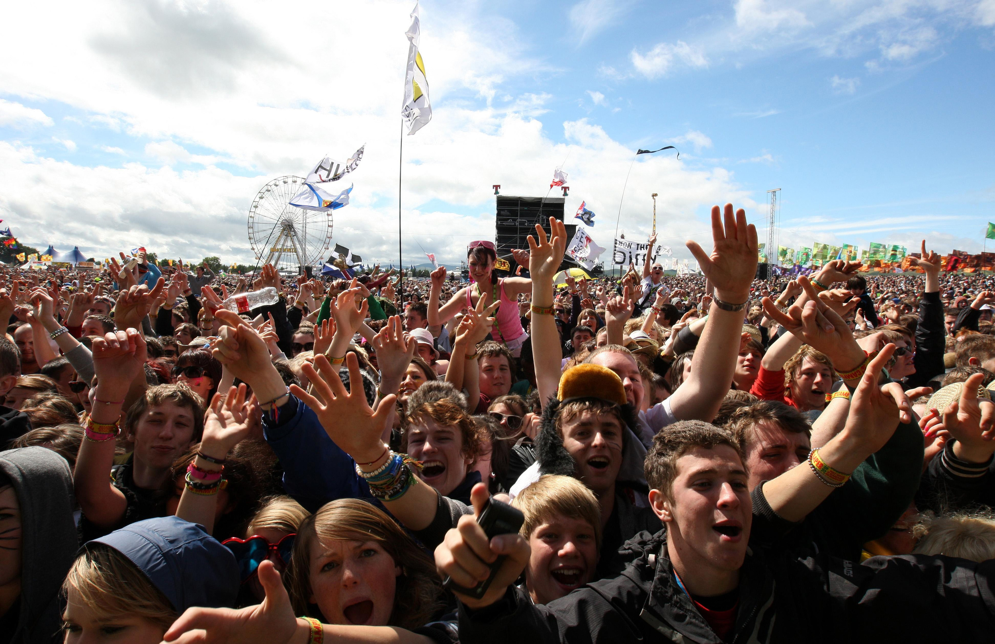 Revellers listen to Dundee band The View at the T in the Park music festival at Balado, Kinross-shire, in 2010