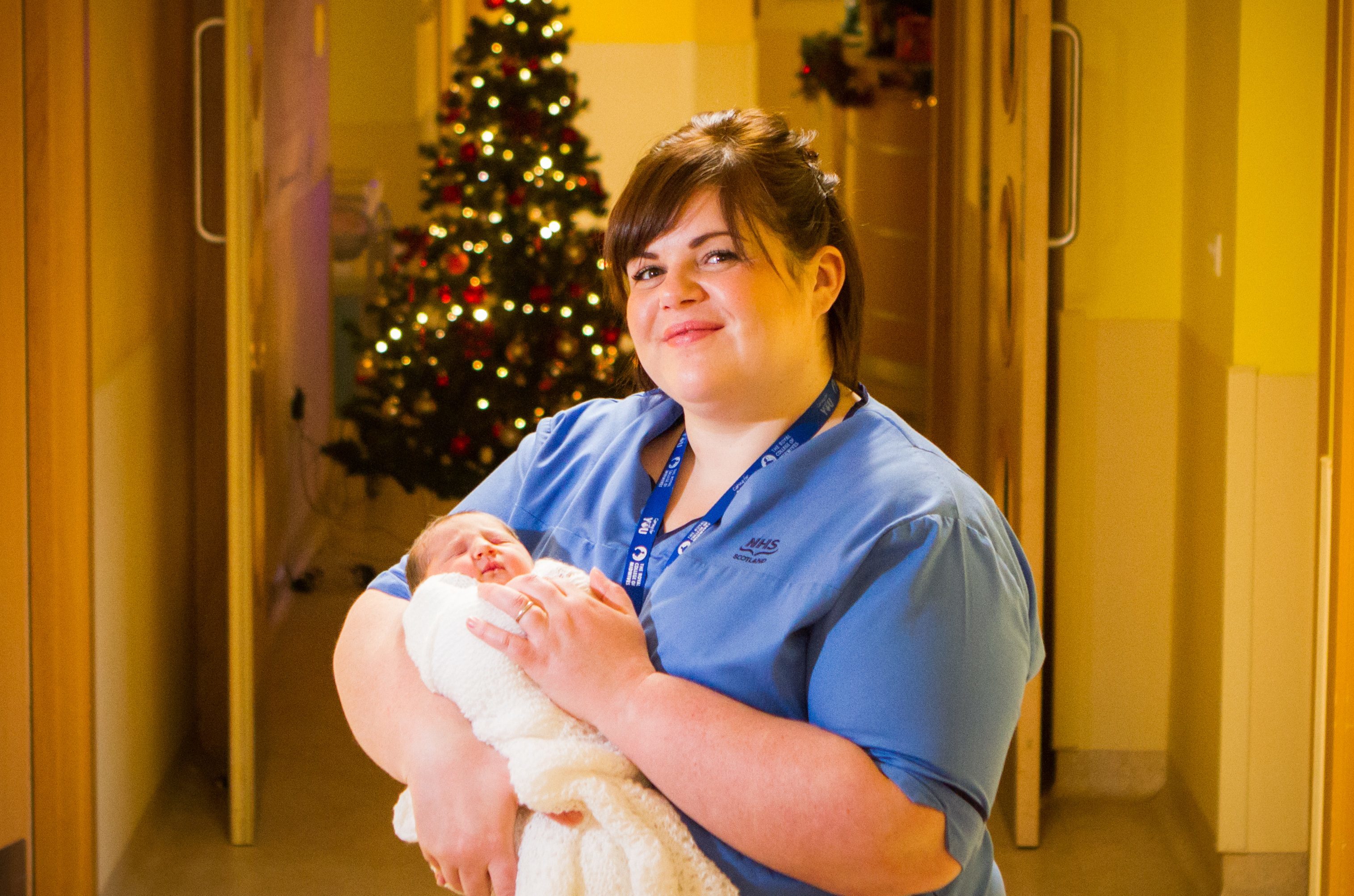 Lucy McIndoe with a newborn baby at Dundee Midwifery Unit.