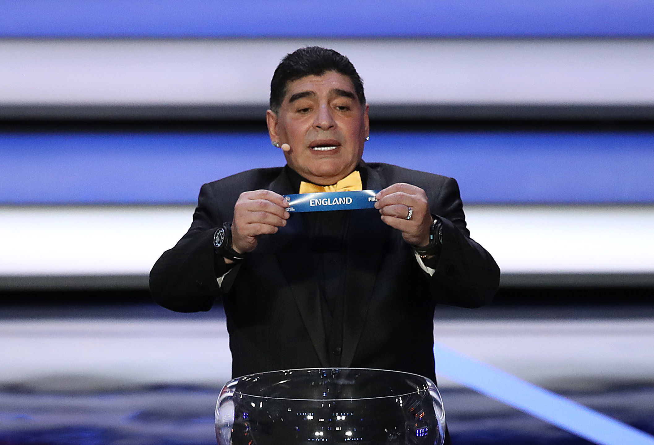 World Cup 2018 draw ambassador Diego Maradona.