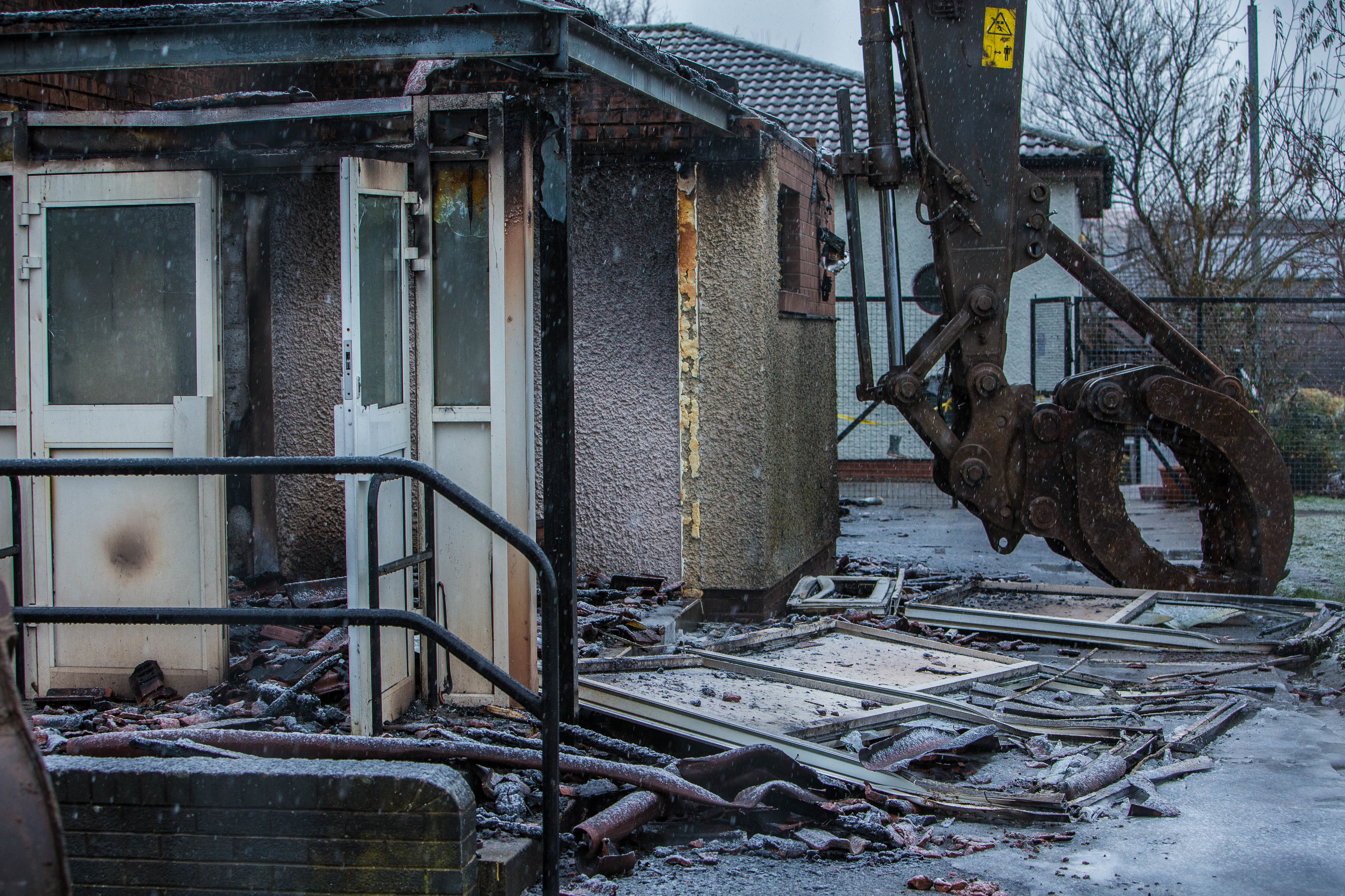 The demolition crew on site at Cairneyhill Primary School in December 2017.