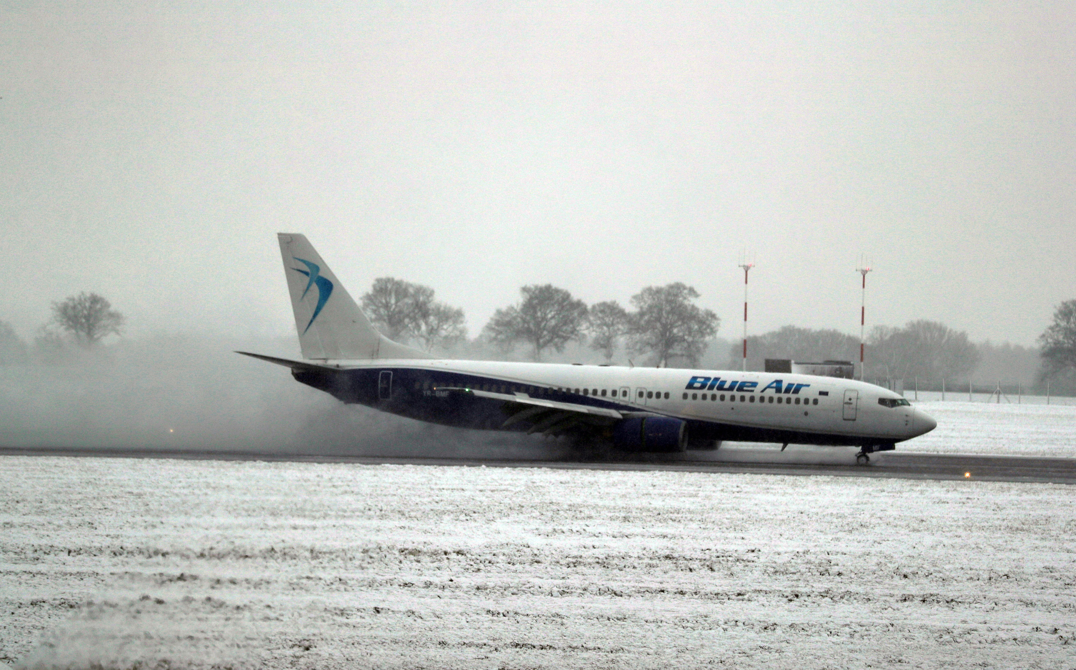 A flight at Luton Airport affected by snow in December 2017.