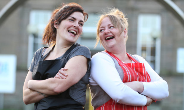 Kelly Bennett and Kerry Hastie are preparing for the Arbroath community lunch.