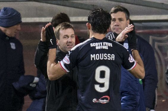 Dundee manager Neil McCann and manager Sofien Moussa.