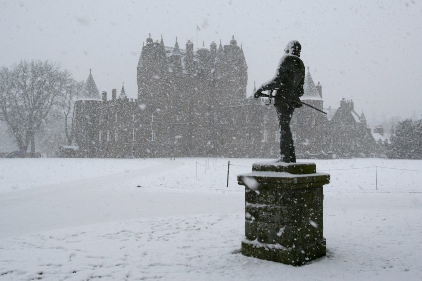 Glamis Castle in the snow