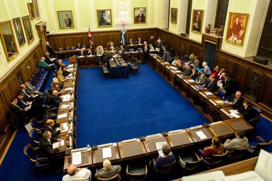 Dundee City Councillors during a committee meeting. Image: DC Thomson