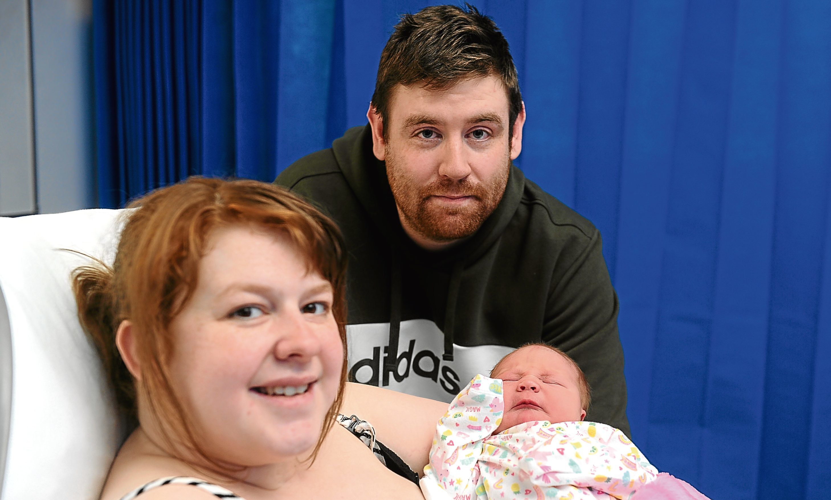 Keri and Stuart Fargie with their baby Emilie (4.1kg)