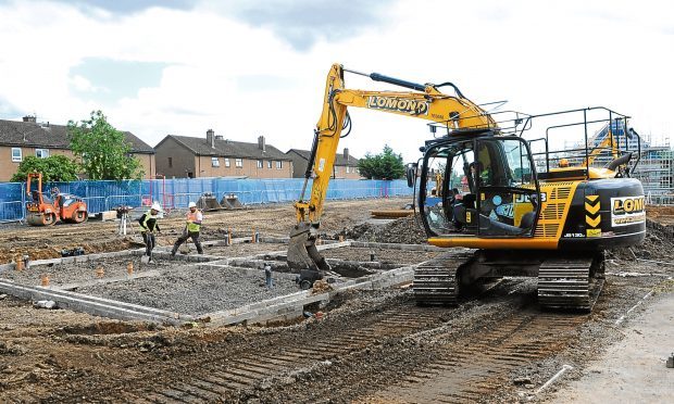 Construction work creating new housing at Finavon Terrace in Dundee.