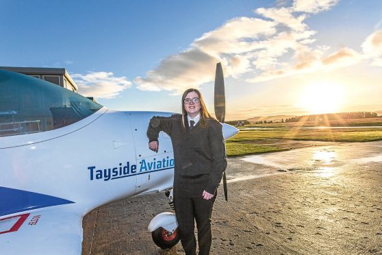 Trainee pilot Abbie Chalmers, 19, at Tayside Aviation.