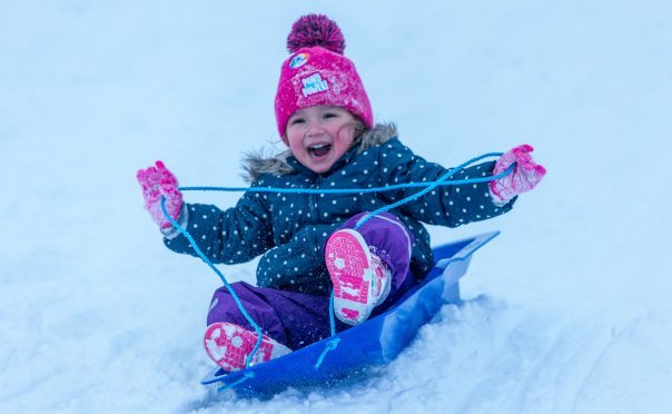 Olivia Cuthbert (3), from Bridge of Earn, sledging at Glenshee at the weekend.