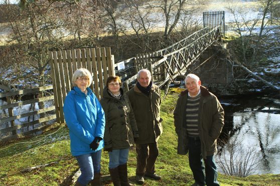 Locals Judith Gallacher, Lyn Marsh, Angus Davidson and Ken Goddard at the bridge