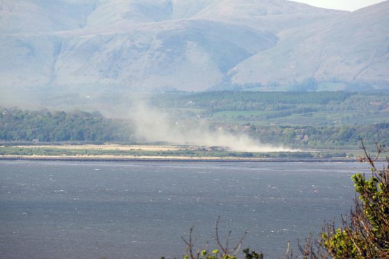 Dust from the ash lagoons was dispersed by the wind.