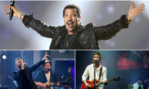Lionel Richie, Gary Barlow and Noel Gallagher will all play in Tayside in 2018.