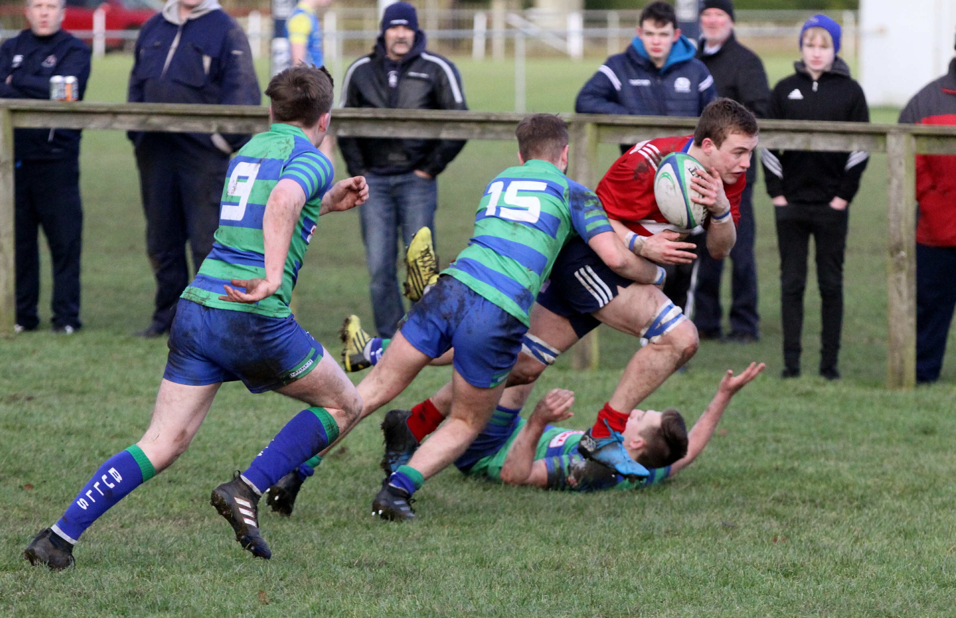 Andrew Steven charges through to score Howe's opening try in their 17-11 win over Hamilton.