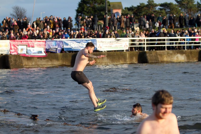 A man jumps into the Tay at Broughty Ferry.
