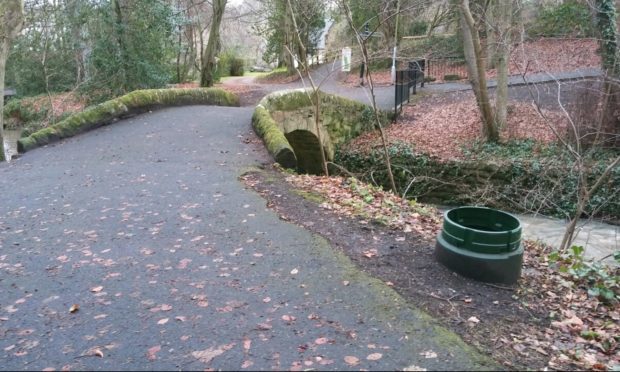 Bins the length of the Lade Braes were vandalised