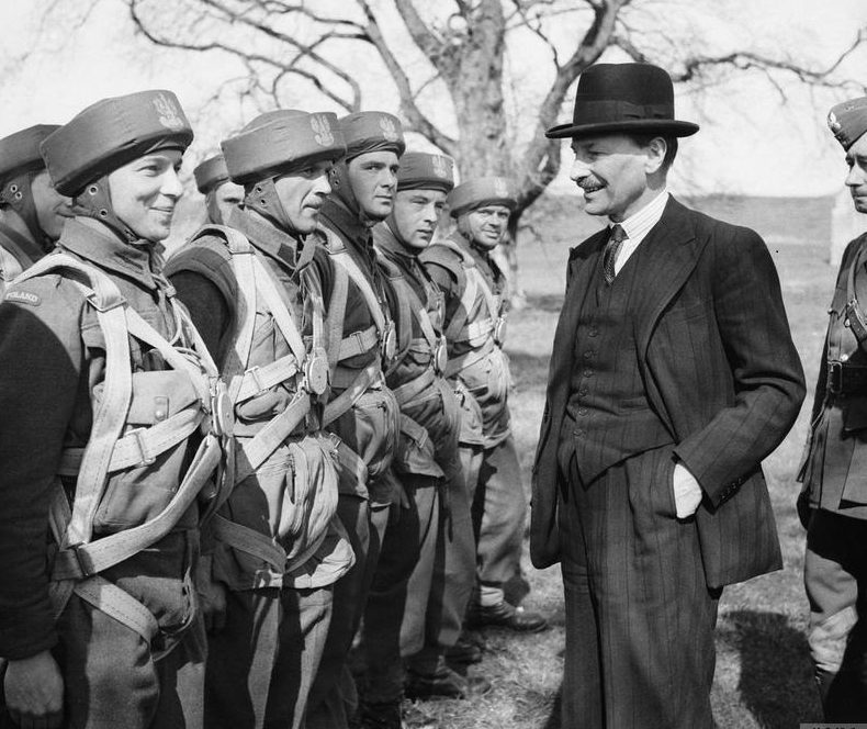 Polish paratroopers being reviewed by Labour Party leader and future Prime Minister Clement Attlee in Cupar in 1942