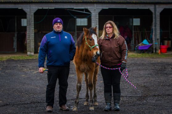 Neil and Pam Walker with the filly 'Umbrella'.