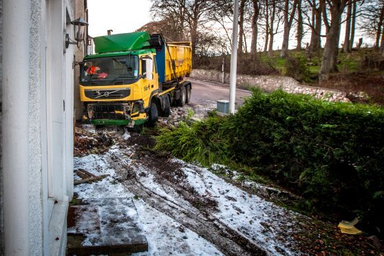 The council skip lorry crashed into vehicles and property in Guardbridge