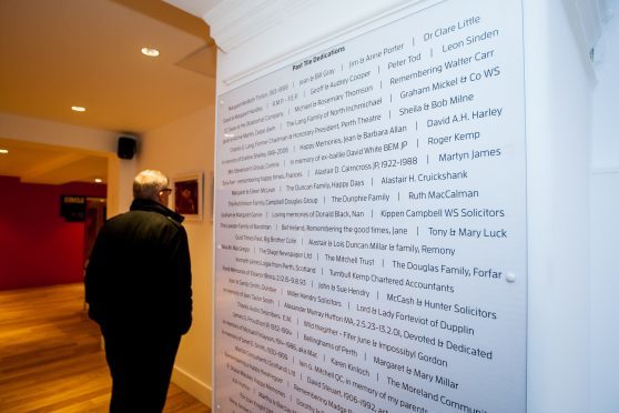 The donor wall at Perth Theatre.