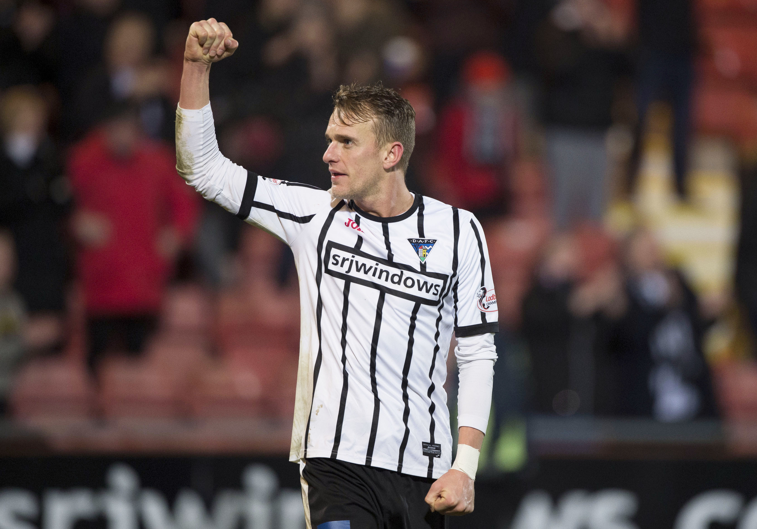 Dunfermline's Dean Shiels at full time after the incident which marred the 2-0 win over Falkirk on January 2.