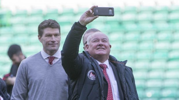 Ken Ferguson, right, with manager Darren Dods at Celtic Park.