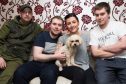 Molly with some of the search team (l-r) Chris Chapman, Sean Nobile, Robyn Ferguson and Connor Nobile. Molly was reunited with her owners after 12 days lost in Dunfermline