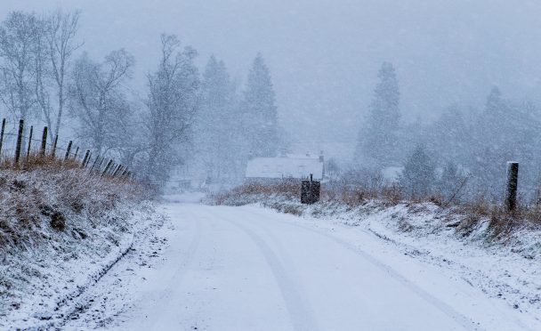 Heavy Snowfall near Aylth on Tuesday morning.