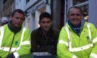 Left to right Richie Michie PKC waste operative, Councillor Colin Stewart & Hugh Williamson PKC Waste operative.